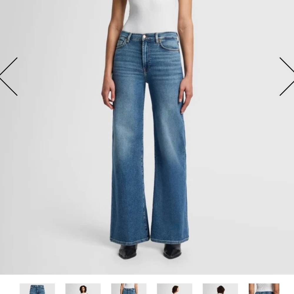 7 For All Mankind Medium Blue Wide Leg Jeans